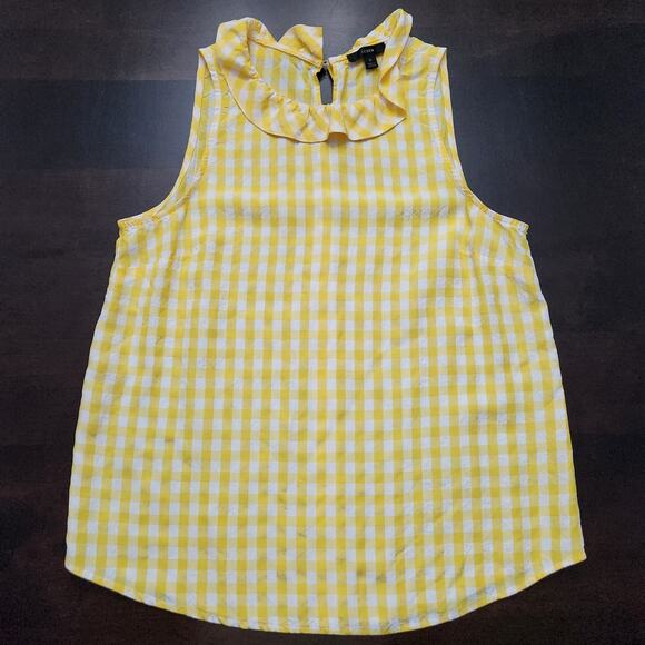 J. Crew Yellow Gingham Tank Size Small - Picture 1 of 4
